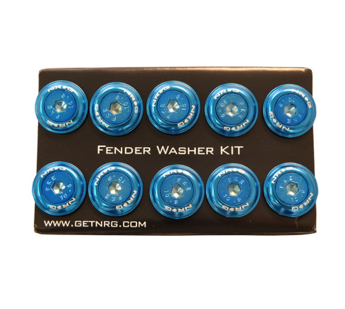 NRG FW-150BL - Fender Washer Kit w/Color Matched M6 Bolt Rivets For Plastic (Blue) - Set of 10