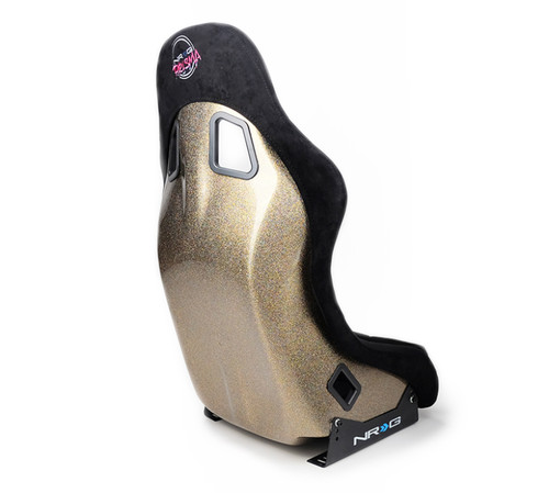 NRG FRP-303BK-ULTRA - FRP Bucket Seat ULTRA Edition - Medium (Black Alcantara/Gold Glitter Back)