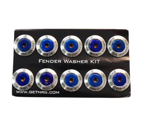 NRG FW-200ST - Fender Washer Kit (TI Series) M6 Bolts/SS For Plastic (Silver Washer/TI Burn Screw) - Set of 10