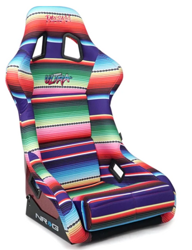 NRG FRP-302-MEXICALI - FRP Bucket Seat PRISMA Serepi Edition W/ Red Pearlized Back Mexi-Cali Blanket Print - Large