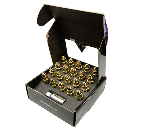 NRG LN-LS500CG-21 - 500 Series M12 X 1.5 Bullet Shape Steel Lug Nut Set - 21 Pc w/Lock Key - Chrome Gold