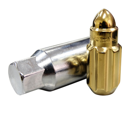 NRG LN-LS500CG-21 - 500 Series M12 X 1.5 Bullet Shape Steel Lug Nut Set - 21 Pc w/Lock Key - Chrome Gold