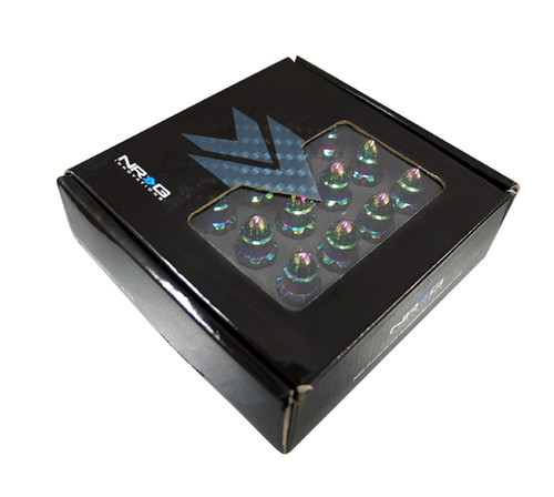 NRG LN-LS500MC-21 - 500 Series M12 X 1.5 Bullet Shape Steel Lug Nut Set - 21 Pc w/Lock Key - Neochrome