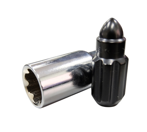 NRG LN-LS500BK-21 - 500 Series M12 X 1.5 Bullet Shape Steel Lug Nut Set - 21 Pc w/Lock Key - Black
