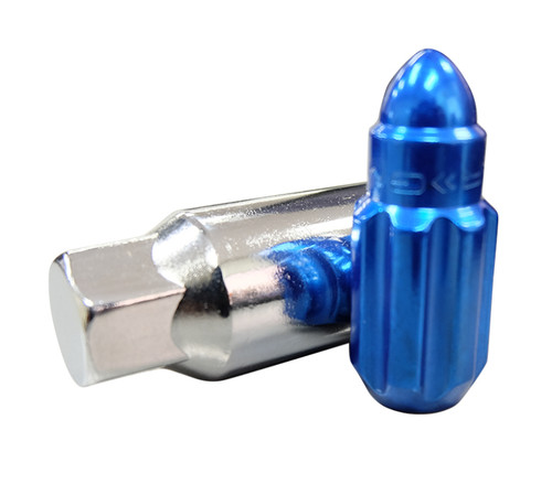 NRG LN-LS500BL-21 - 500 Series M12 X 1.5 Bullet Shape Steel Lug Nut Set - 21 Pc w/Lock Key - Blue
