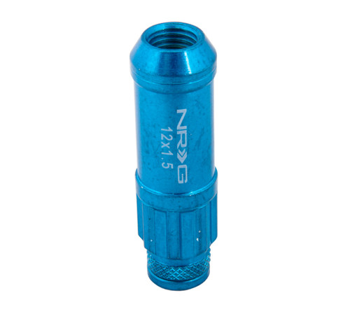 NRG LN-LS700BL-21 - 700 Series M12 X 1.5 Steel Lug Nut w/Dust Cap Cover Set 21 Pc w/Locks & Lock Socket - Blue