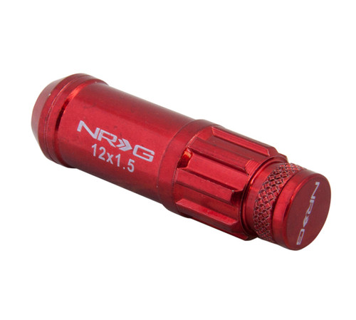 NRG LN-LS700RD-21 - 700 Series M12 X 1.5 Steel Lug Nut w/Dust Cap Cover Set 21 Pc w/Locks & Lock Socket - Red
