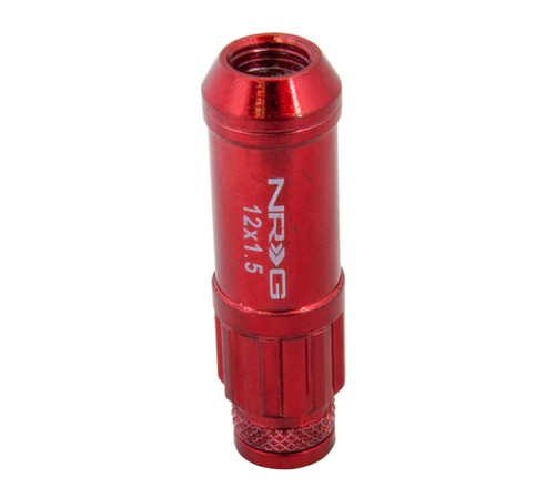 NRG LN-LS700RD-21 - 700 Series M12 X 1.5 Steel Lug Nut w/Dust Cap Cover Set 21 Pc w/Locks & Lock Socket - Red