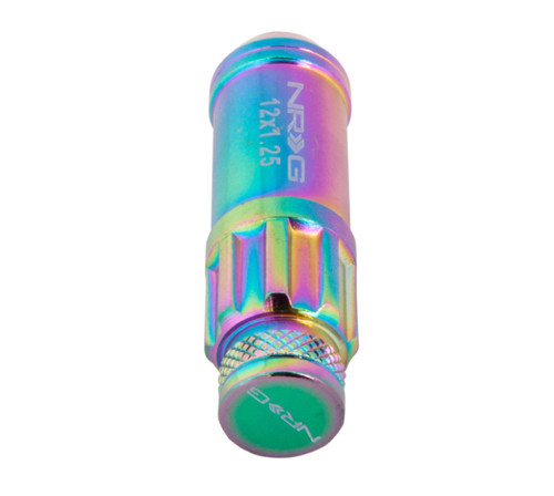 NRG LN-LS710MC-21 - 700 Series M12 X 1.25 Steel Lug Nut w/Dust Cap Cover Set 21 Pc w/Locks & Lock Socket - Neochrome