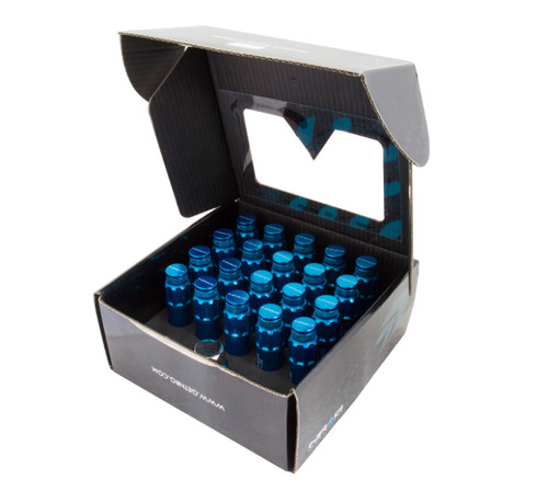 NRG LN-LS710BL-21 - 700 Series M12 X 1.25 Steel Lug Nut w/Dust Cap Cover Set 21 Pc w/Locks & Lock Socket - Blue
