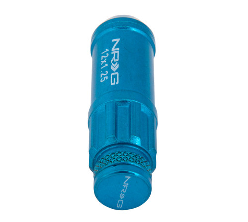 NRG LN-LS710BL-21 - 700 Series M12 X 1.25 Steel Lug Nut w/Dust Cap Cover Set 21 Pc w/Locks & Lock Socket - Blue