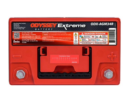 Odyssey Battery ODX-AGM34R - Auto/Truck/Heavy Duty & Commercial Extreme AGM Battery (34R-PC1500T)