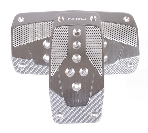 NRG PDL-450GM - Aluminum Sport Pedal A/T - Gunmetal w/Silver Carbon