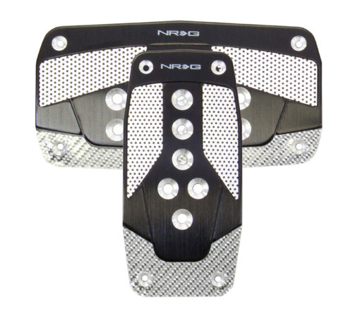 NRG PDL-450BK - Aluminum Sport Pedal A/T - Black w/Silver Carbon