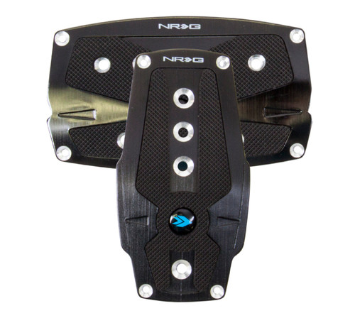 NRG PDL-250BK - Brushed Aluminum Sport Pedal A/T - Black w/Black Rubber Inserts