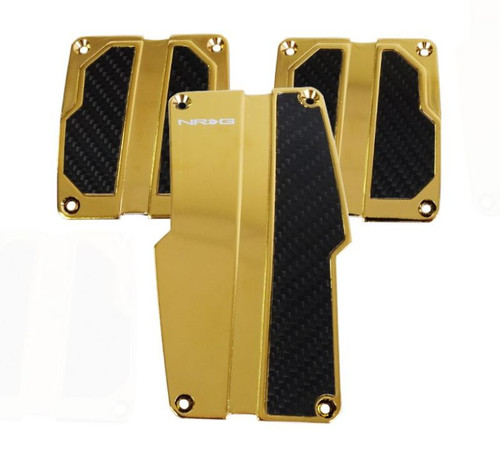 NRG PDL-100CG - Brushed Aluminum Sport Pedal M/T - Chrome Gold w/Black Carbon