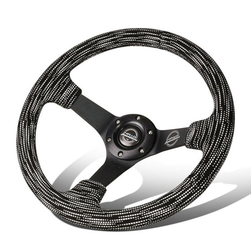NRG RST-036MB-SA-H - Reinforced Steering Wheel (350mm / 3in. Deep) Microfiber/Black Stitch w/5mm Matte Black Spokes
