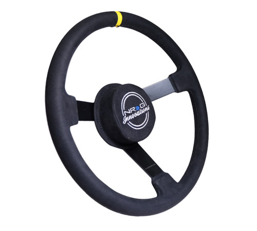 NRG RST-380MB-A - Reinforced Steering Wheel (380mm) Nascar/ Alcantara 3 Spoke w/  Logo/ Removable Crushed Pad