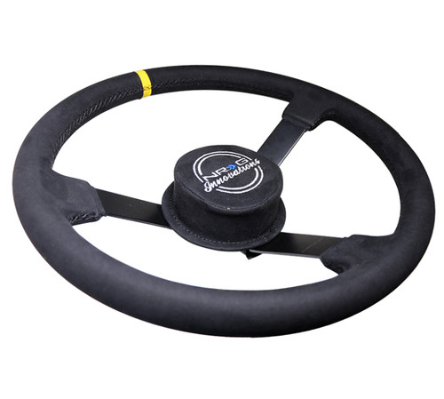 NRG RST-380MB-A - Reinforced Steering Wheel (380mm) Nascar/ Alcantara 3 Spoke w/  Logo/ Removable Crushed Pad