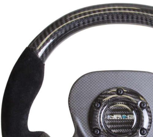 NRG ST-X10CF-S - Carbon Fiber Steering Wheel (320mm) CF Center Plate & Two-Tone Carbon w/Suede Trim Handles