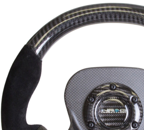 NRG ST-X10CF-S - Carbon Fiber Steering Wheel (320mm) CF Center Plate & Two-Tone Carbon w/Suede Trim Handles