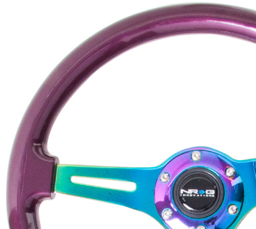 NRG ST-015MC-PP - Classic Wood Grain Steering Wheel (350mm) Purple Pearl Paint w/Neochrome 3-Spoke Center