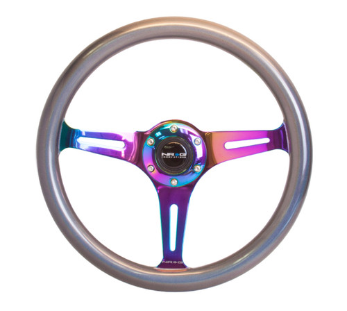 NRG ST-015MC-CN - Classic Wood Grain Steering Wheel (350mm) Chameleon/Pearlescent Paint Grip w/Neochrome 3-Spoke