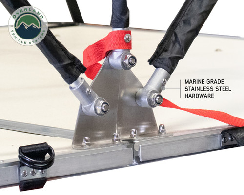 Overland Vehicle Systems 18049936 - Roof Top Tent 4 Person Extended Roof Top Tent Dark Gray Base With Green Rain Fly With Bonus Pack Nomadic