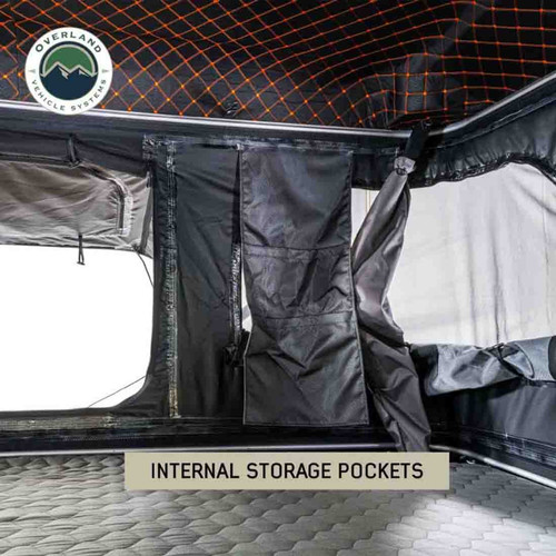 Overland Vehicle Systems 18199902 - HD Bundu 3 - Hard Shell Pop Up Roof Top Tent, 3 Person, Grey Body and Black Rainfly