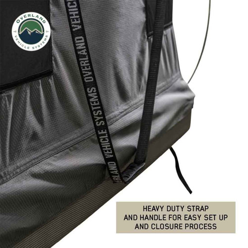 Overland Vehicle Systems 18199902 - HD Bundu 3 - Hard Shell Pop Up Roof Top Tent, 3 Person, Grey Body and Black Rainfly