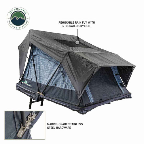Overland Vehicle Systems 18209903 - XD Sherpa S3S - Soft Sided Roof Top Tent, 3 Person, Grey Body and Black Rainfly