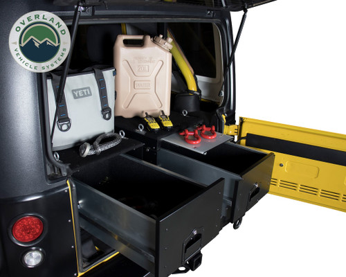 Overland Vehicle Systems 21010201 - Camping Cargo Box With Slide Out Drawer & Working Station Overland Vehicle Systems 21010201 - Camping Cargo Box With Slide Out Drawer & Working Station