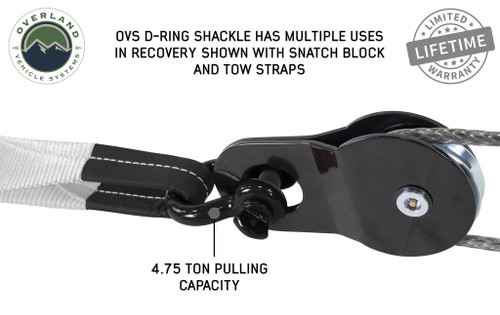 Overland Vehicle Systems 19019901 - Recovery Shackle  3/4 4.75 Ton Black
