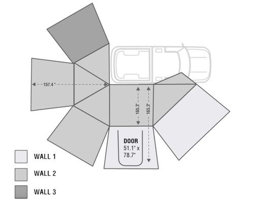 Overland Vehicle Systems 19549907 - Nomadic Awning 270 Awning with Walls Passenger Overland Vehicle Systems 19549907 - Nomadic Awning 270 Awning with Walls Passenger