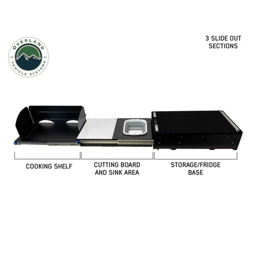Overland Vehicle Systems 21010401 - Cargo Box Kitchen With Slide Out Sink, Cooking Shelve and Slide Out Work Station