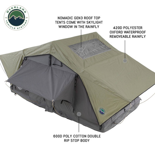Overland Vehicle Systems 18439936 - Nomadic 3 Standard Roof Top Tent 3 Person Roof Top Tent