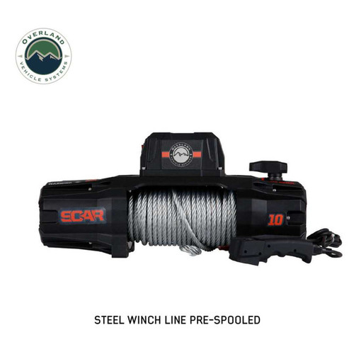 Overland Vehicle Systems 19089901 - SCAR 10 - 10,000 lb. Winch With Steel Cable and Wireless Remote