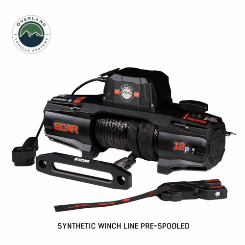 Overland Vehicle Systems 19129901 - SCAR 12P - 12,000 lb. Winch With Synthetic Rope and Wireless Remote