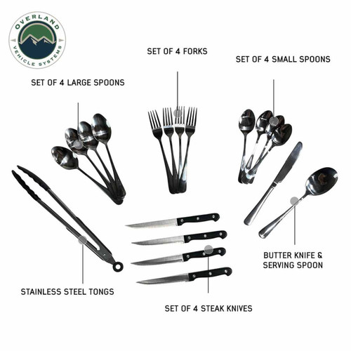 Overland Vehicle Systems 21010502 - Kitchen Kit - 39 Piece Utensil, Aluminum Storage Box With Custom Cut Foam
