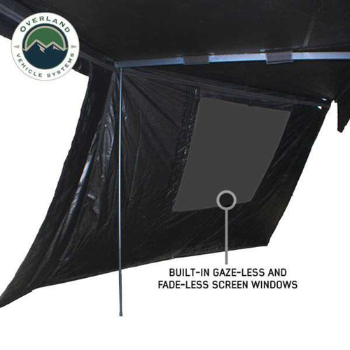 Overland Vehicle Systems 19690004 - XD Nomadic 270 - Awning Wall 1 W/Black Out, Passenger Side, Black Body, Black Trim W/Storage Bag