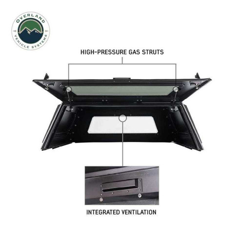 Overland Vehicle Systems 70100020 - Expedition Truck Cap W/Full Wing Doors, Front and Rear Windows and 3rd Brake Light 17-22 Ford F250/350 6.8 Foot Bed