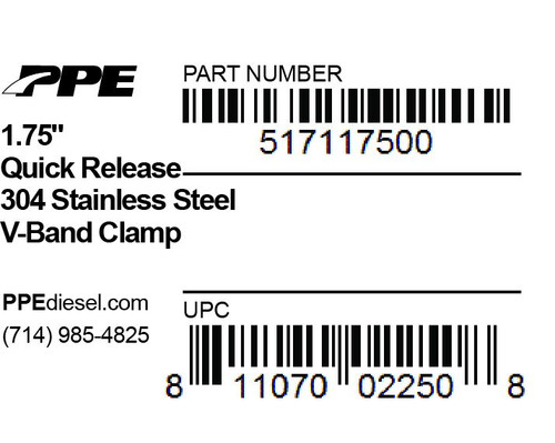 PPE 517117500 - 1.75 Inch V Band Clamp Stainless Steel Quick Release  Diesel