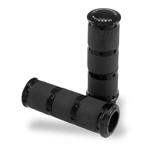 Performance Machine 0063-2010-B - Handle Grip Set- XL Rubber 2K7 - Black Ano