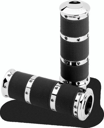 Performance Machine 0063-2010-CH - Handle Grip Set- XL Rubber 2K7 - Chrome