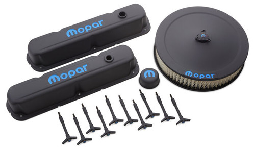 Proform 440-758 - Engine Dress-Up Kit Black Crinkle w/Blue MOPAR Logo Fits LA/Small Block Engine