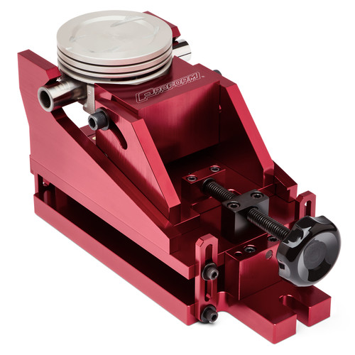 Proform 66772 - Engine Piston Vise Heavy Duty Multiple Angle Fits Up To 4.6 Inch Diameter Engine Pistons Billet Aluminum Red Anodized