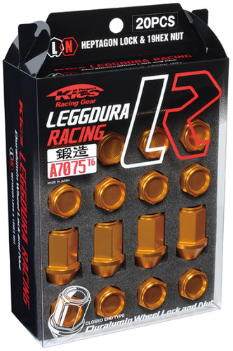 Project Kics WKIZ1O - 12x1.50 Leggdura Racing Lug Nuts - Yellow Gold w/Laser Logo (20 Pcs)