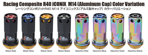 Project Kics WRIA14NA - 14x1.50 R40 Iconix Lock & Lug Nuts - Neo Chrome w/Gold Cap (16+4 Locks)