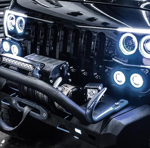 ORACLE Lighting 5835-504 - Vector Jeep Wrangler JK Grille Halo Kit - ColorSHIFT w/ Simple Controller