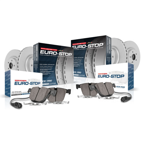 PowerStop ESK7616 - Power Stop 10-16 Mercedes-Benz E350 Front & Rear Euro-Stop Brake Kit